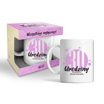 Kubek Happy day różowy - 30 urodziny